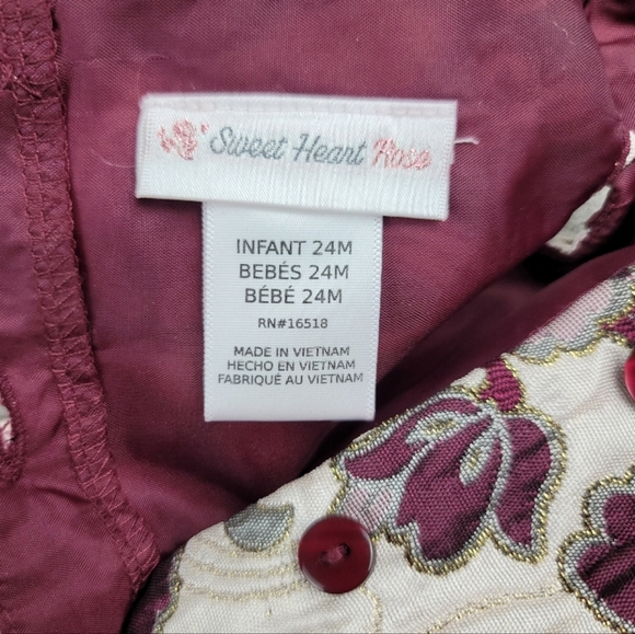 Girls Sweet Heart Rose Floral Applique Dress - Picture 5 of 11